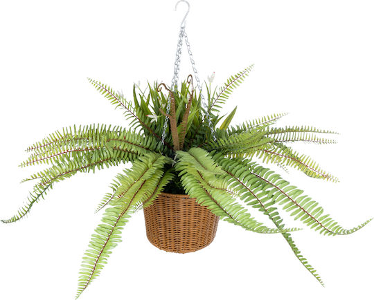 Globostar Artificial Garden Fern Hanging Bouquet Plant 20629 Artificial Hanging Decorative Fern Plant H56cm