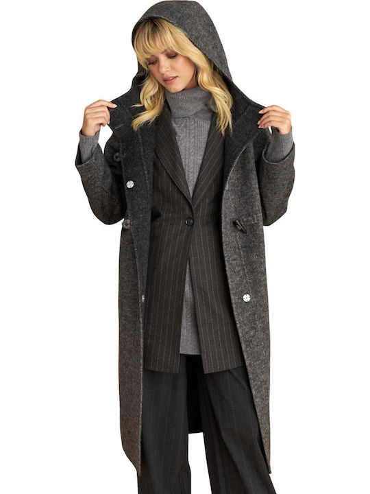 Women's Gray Coat with Hood
