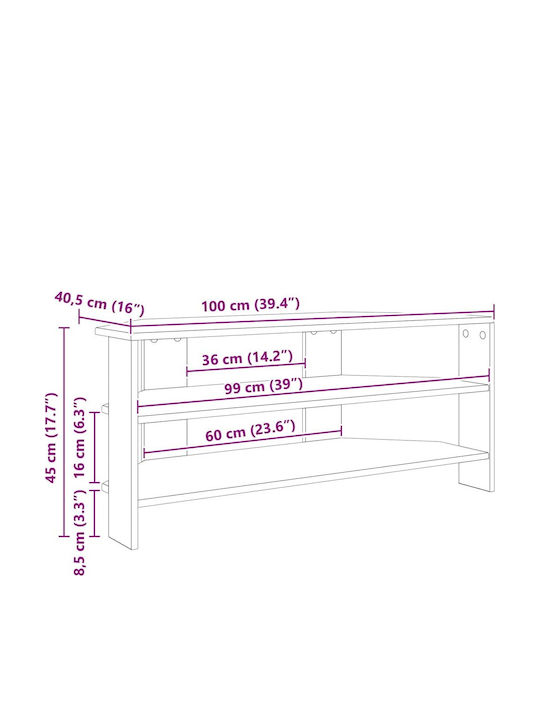 TV-Ständer Grau Spanplatte M102xT40.5xH45cm