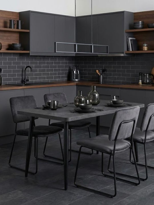 Levico Table Dining Room Wooden Dark Concrete Grey 120x70x75cm