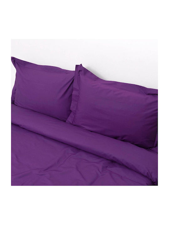 Viopros Duvet Cover Set Cotton Queen with 2 Pillowcases 220x240 Plum