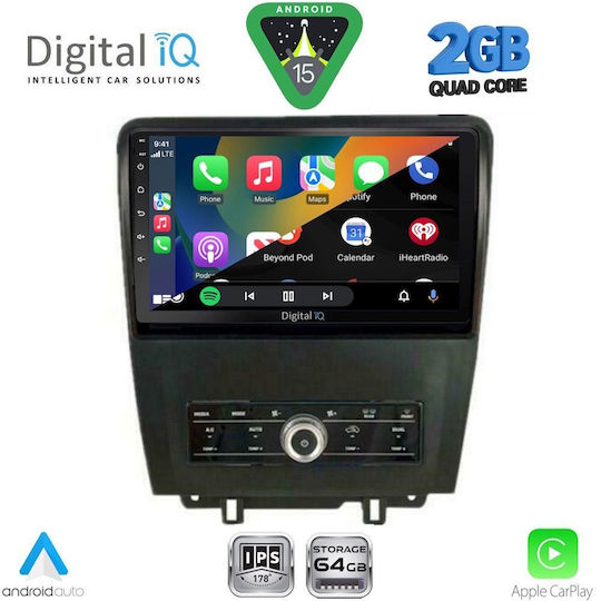Digital IQ Car Audio System for Ford Mustang 2010-2015 (Bluetooth/USB/WiFi/GPS/Apple-Carplay/Android-Auto) with Touch Screen 9"