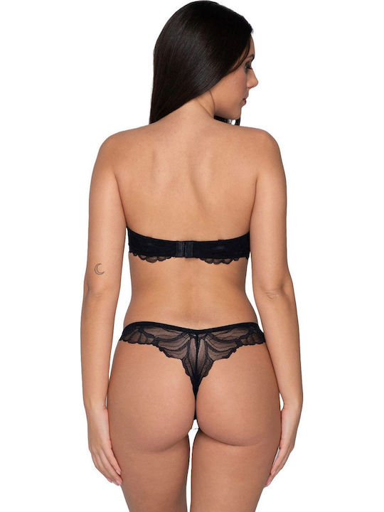 Melody Women's String with Lace Black