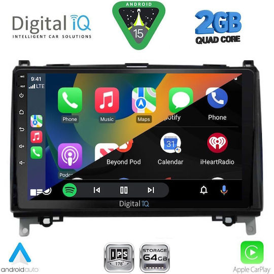 Digital IQ Car Audio System for Mercedes-Benz B Class / Sprinter / Vito 2007 (Bluetooth/USB/WiFi/GPS/Apple-Carplay/Android-Auto) with Touch Screen 9"