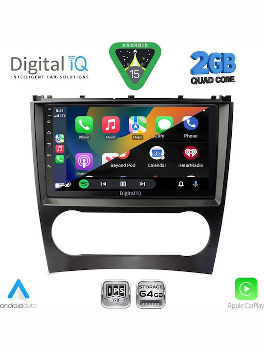 Digital IQ Car Audio System for Mercedes-Benz CLK Class 2004-2008 (Bluetooth/USB/WiFi/GPS/Apple-Carplay/Android-Auto) with Touch Screen 9"