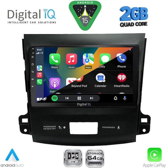 Digital IQ Ηχοσύστημα Αυτοκινήτου για Peugeot 4007 Mitsubishi Outlander Citroen C-Crosser 2006-2012 (Bluetooth/USB/WiFi/GPS/Apple-Carplay/Android-Auto) με Οθόνη Αφής 9"