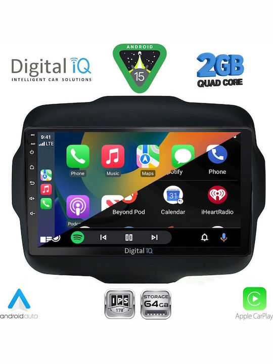 Digital IQ Car Audio System for Jeep Renegade 2014 (Bluetooth/USB/WiFi/GPS/Apple-Carplay/Android-Auto) with Touch Screen 9"