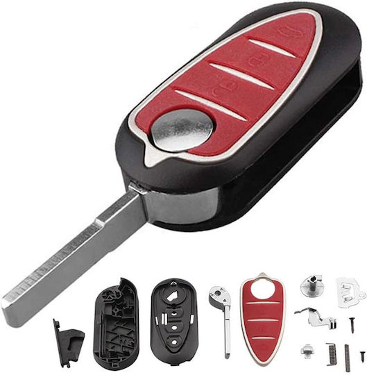 Husă Pentru Chei Auto Techstar Compatibilă Alfa Romeo Mito Giulietta 159 Gta 3 Butoane