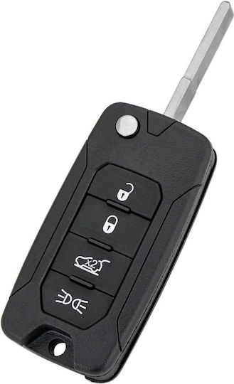Techstar Husă Flip Pentru Chei Auto 4 Butoane Compatibil Jeep Renegade Compass Patriot Liberty 2014–2021 Fiat 500x Blade