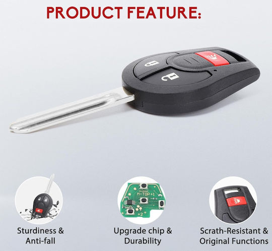 Husă Complet Programabilă Pentru Cheie Auto Compatibilă Nissan Qashqai X-trail Navara Pathfinder Murano Infiniti Fx – 2+1 Butoane Cip Id46 433mhz Fcc Cwtwb1u751