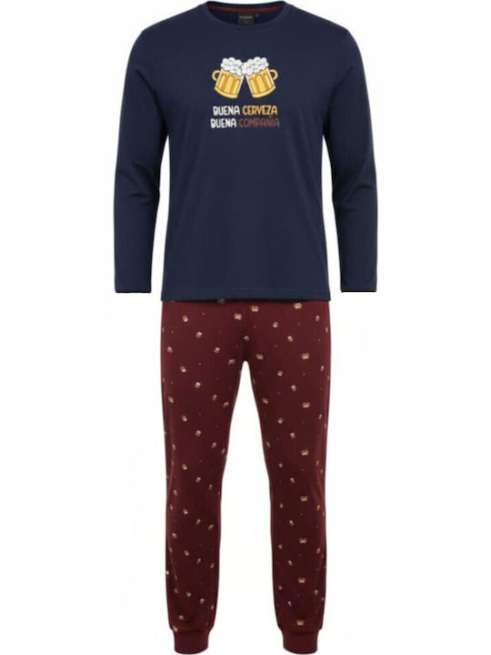 Dark Elephant Men's Winter Pajamas Set Blue/burgundy