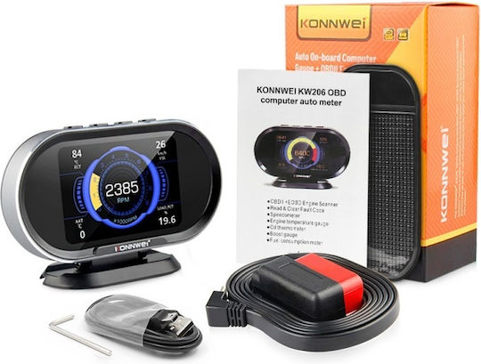 Konnwei Kw206 Display Obd2 3.2" Lcd Hud Screen 0-100 Test 92 Displayed Data Error Display Clear Automatic Brightness Auto Sleep
