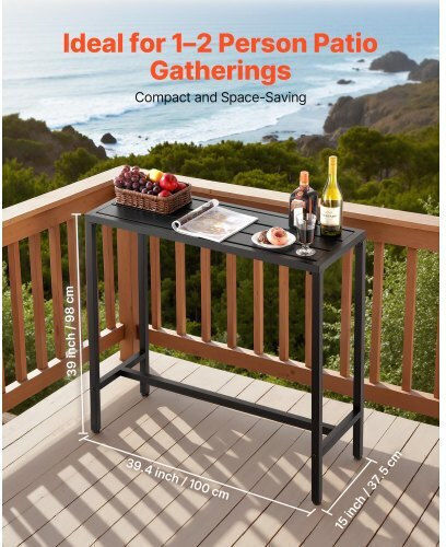Outdoor Bar Free Standing Metal Table Bronze 100x37.5xcm