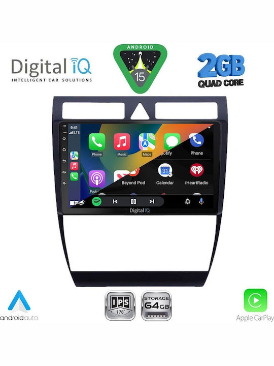 Digital IQ Car Audio System for Audi A6 1998-2005 (Bluetooth/USB/WiFi/GPS/Apple-Carplay/Android-Auto) with Touch Screen 9"