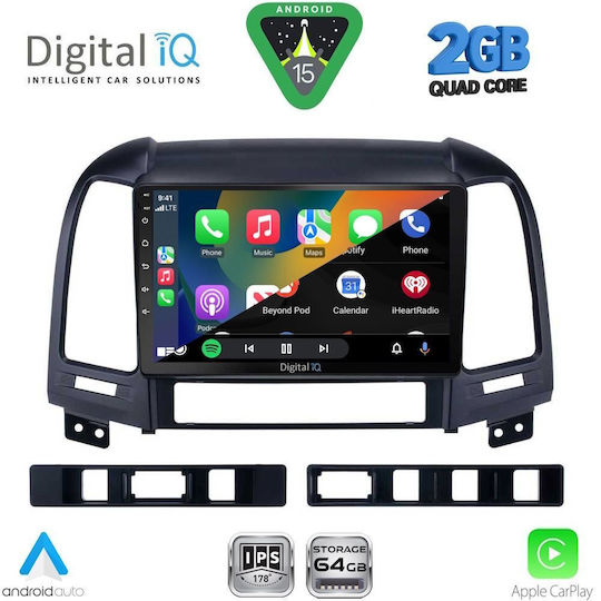 Digital IQ Car Audio System for Hyundai Santa Fe 2005-2013 (Bluetooth/USB/WiFi/GPS/Apple-Carplay/Android-Auto) with Touch Screen 9"