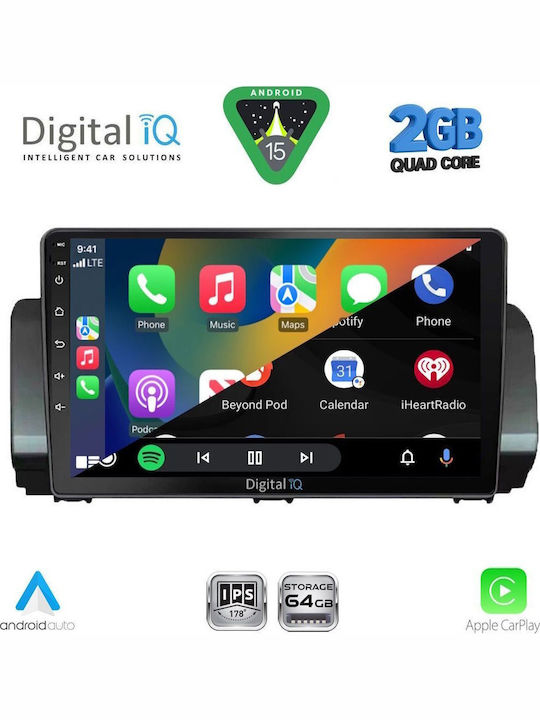 Digital IQ Car Audio System for Dacia Logan / Sandero / Jogger 2020 (Bluetooth/USB/WiFi/GPS/Apple-Carplay/Android-Auto) with Touch Screen 9"