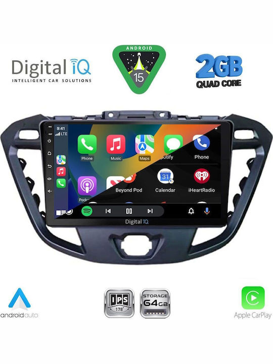 Digital IQ Car Audio System for Ford Transit Custom / Tourneo Custom 2013-2019 (Bluetooth/USB/WiFi/GPS/Apple-Carplay/Android-Auto) with Touch Screen 9"
