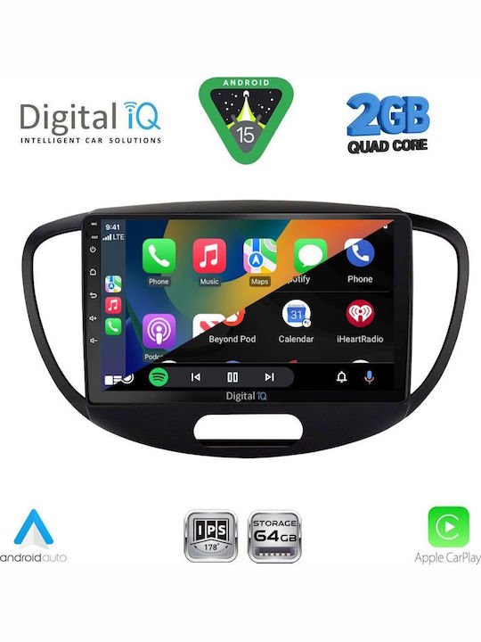 Digital IQ Ηχοσύστημα Αυτοκινήτου για Hyundai i10 2008-2013 (Bluetooth/USB/WiFi/GPS/Apple-Carplay/Android-Auto) με Οθόνη Αφής 9"