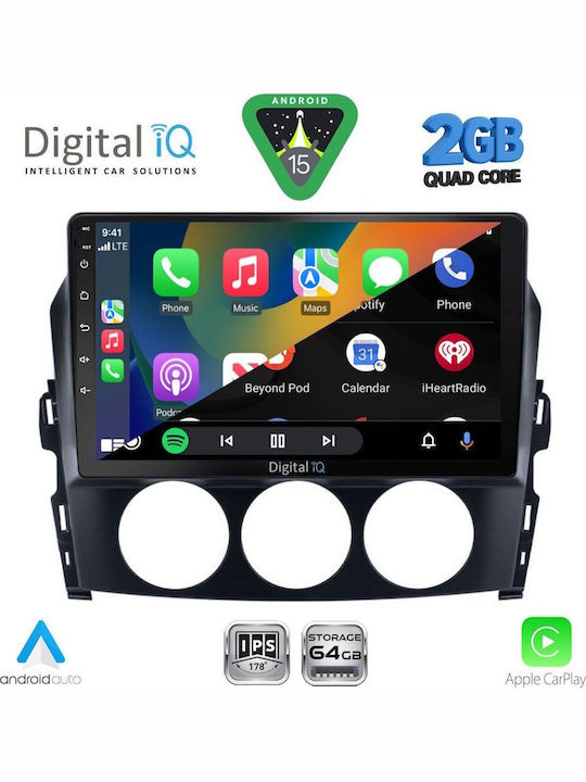 Digital IQ Car Audio System for Mazda MX-5 2005-2015 (Bluetooth/USB/WiFi/GPS/Apple-Carplay/Android-Auto) with Touch Screen 9"