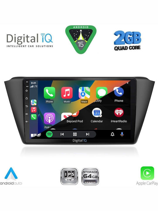 Digital IQ Car Audio System for Skoda Fabia 2015-2022 (Bluetooth/USB/WiFi/GPS/Apple-Carplay/Android-Auto) with Touch Screen 9"