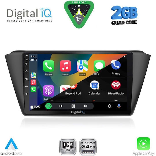 Digital IQ Car Audio System for Skoda Fabia 2015-2022 (Bluetooth/USB/WiFi/GPS/Apple-Carplay/Android-Auto) with Touch Screen 9"