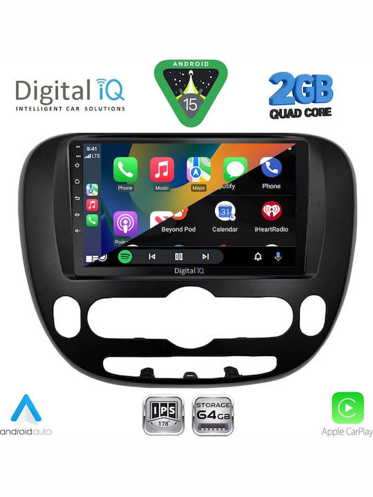 Digital IQ Auto-Audiosystem für Kia Seele 2014 (Bluetooth/USB/WiFi/GPS/Apple-Carplay/Android-Auto) mit Touchscreen 9"