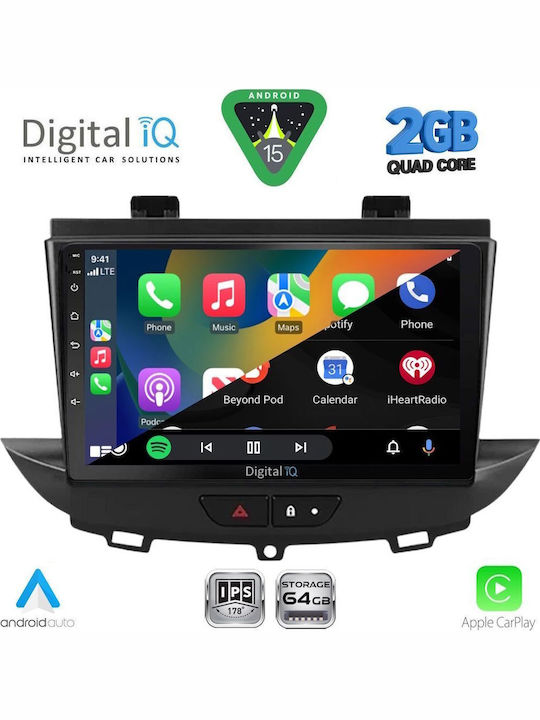 Digital IQ Auto-Audiosystem für Opel Crossland / Grandland 2017 (Bluetooth/USB/WiFi/GPS/Apple-Carplay/Android-Auto) mit Touchscreen 9"