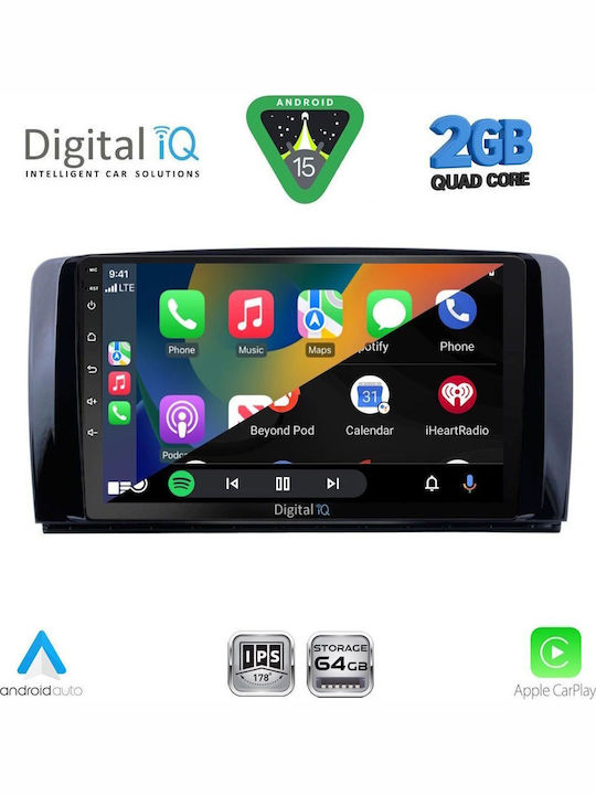 Digital IQ Auto-Audiosystem für Mercedes-Benz R-Klasse 2006-2015 (Bluetooth/USB/WiFi/GPS/Apple-Carplay/Android-Auto) mit Touchscreen 9"