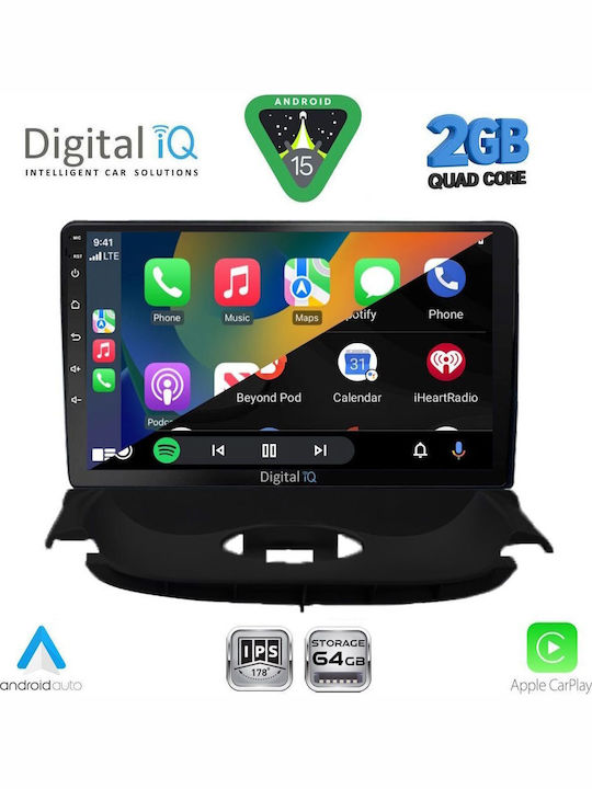 Digital IQ Car Audio System for Peugeot 206 1998-2006 (Bluetooth/USB/WiFi/GPS/Apple-Carplay/Android-Auto) with Touch Screen 9"