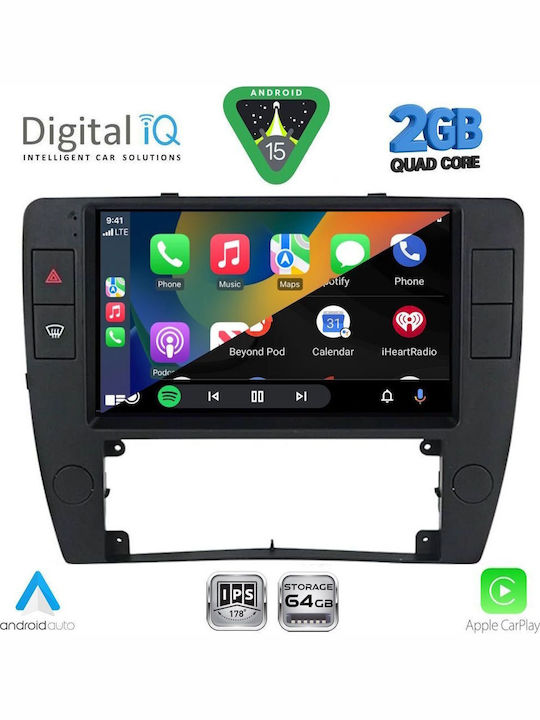 Digital IQ Car Audio System for Volkswagen Passat 2000-2005 (Bluetooth/USB/WiFi/GPS/Apple-Carplay/Android-Auto) with Touch Screen 9"
