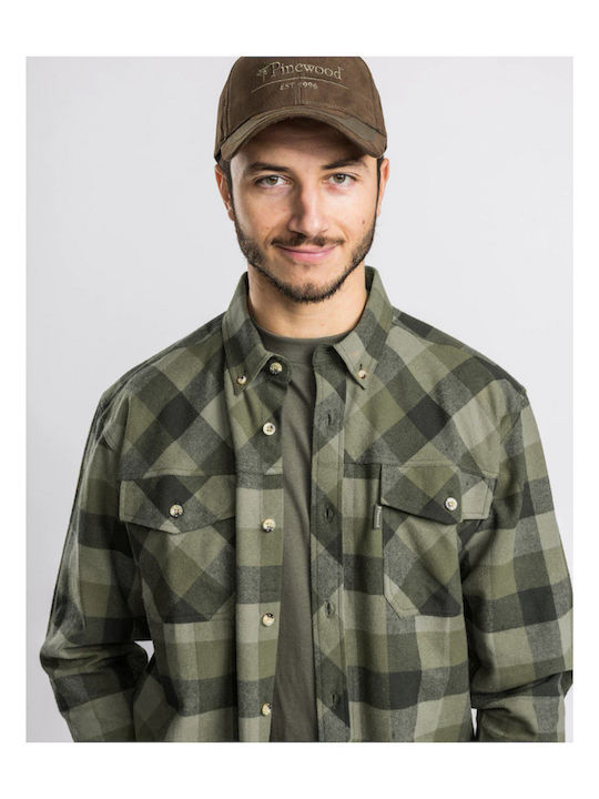 Long-sleeved Cotton Shirt Olive Suede Brown