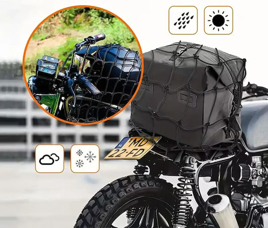 Motorcycle Luggage Net Zola 30 X 30 Cm 6 Hooks Multifunctional Black