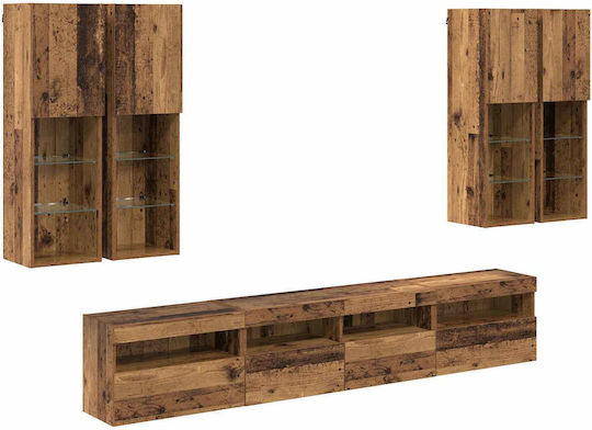 Unitate TV pentru sufragerie Old Wood cu iluminare L100xA30xÎ40cm