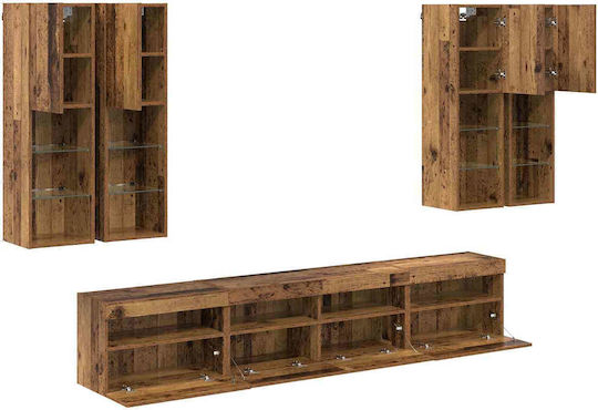 Unitate TV pentru sufragerie Old Wood cu iluminare L100xA30xÎ40cm