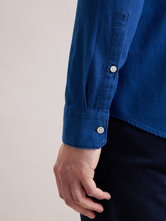 Long-sleeved Cotton Shirt Blue