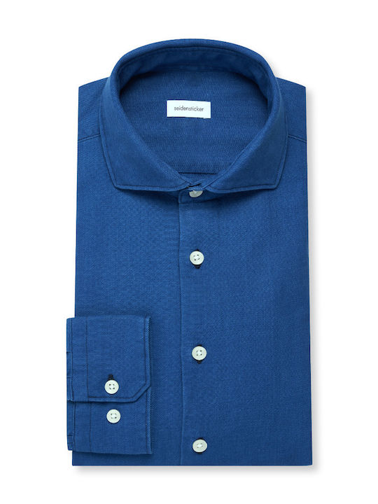 Long-sleeved Cotton Shirt Blue