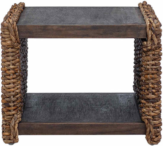 Rectangular Side Table Made of Solid Wood Natural M44.5xL45xH45cm