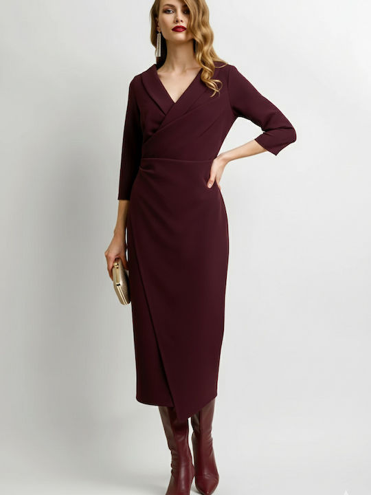Midi Abendkleid Wickel Burgundy