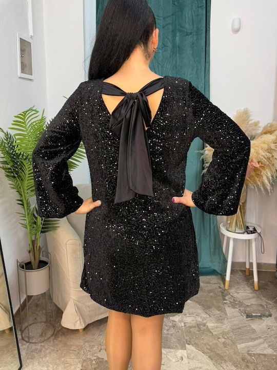 Rochie Mini De Seară Din Satin Neagră
