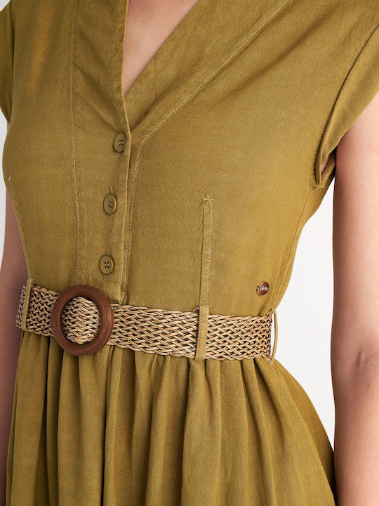 Sommer Midi Kleid Khaki