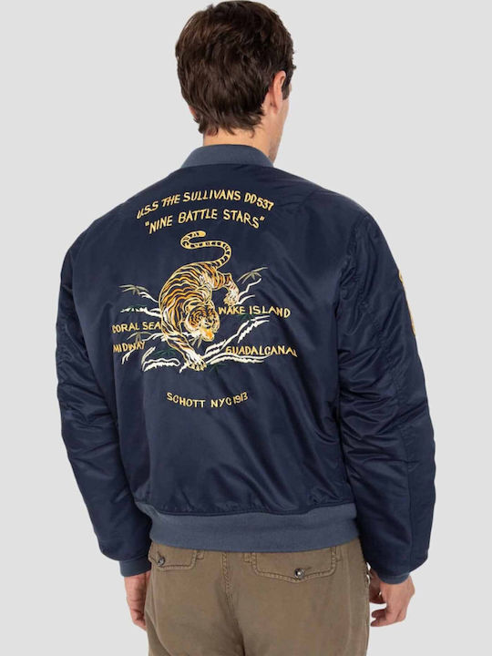 Geacă Bomber Dark Navy MACAMPSUKARS-Albastru