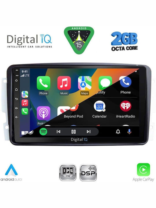 Digital IQ Car Audio System for Mercedes-Benz CLK Class 2000-2004 (Bluetooth/USB/WiFi/GPS/Apple-Carplay/Android-Auto) with Touch Screen 9"