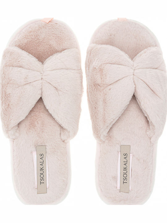 Winter Damen Hausschuhe mit Fell Rosa