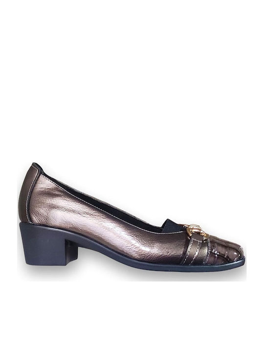 Pumps mit Chunky flachem Absatz Silber