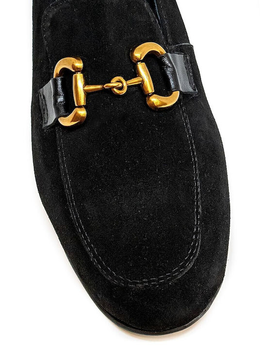 Leather Women's Moccasins in Black Color
