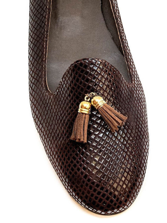 Leather Women's Moccasins in Brown Color