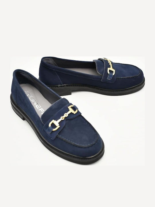 Δερμάτινα Γυναικεία Loafers σε Μπλε Χρώμα