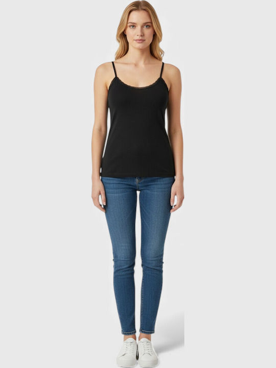 Women's T-Shirt with Spaghetti Strap Black