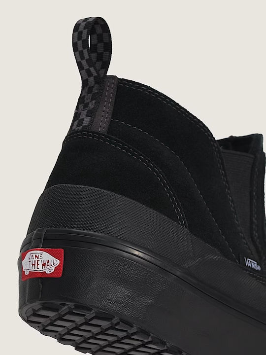 Midslip Γυναικεία Slip-On Δερμάτινα Μαύρα