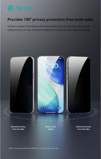 Devia Поверителност Закалено стъкло Черен (iPhone 17 Pro Max / iPhone 16 Pro Max)